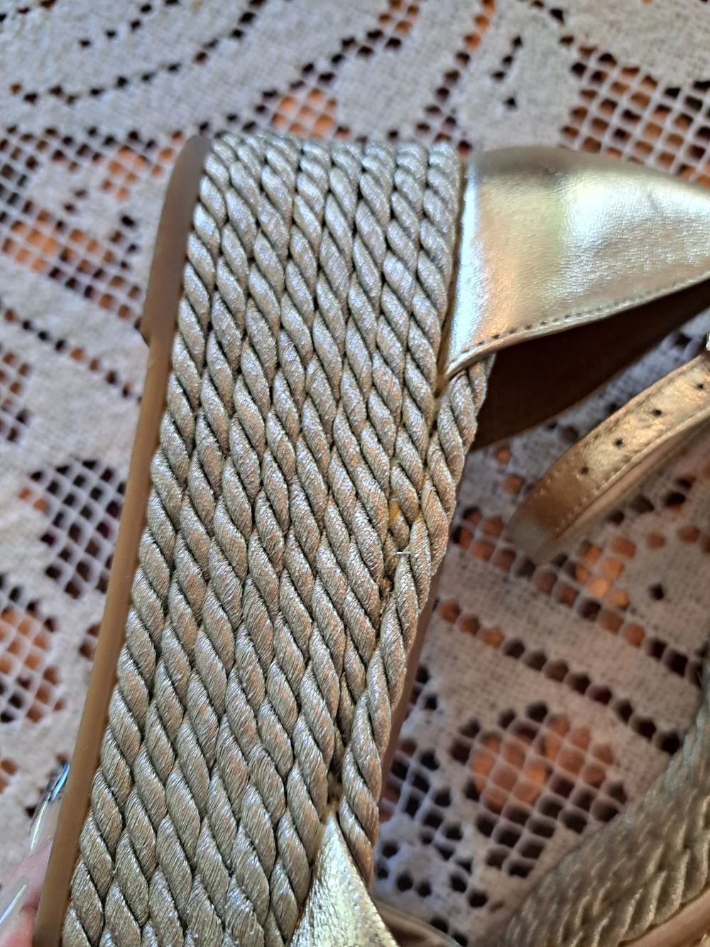 Franco Sarto Gold Rope Wedge Sandals Sz 8 Worn Once